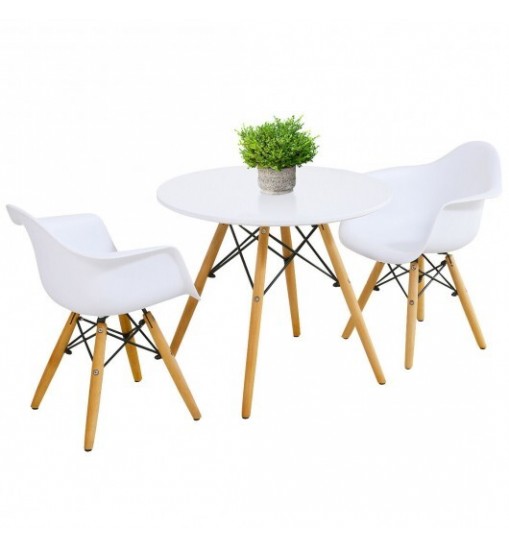 3 Pieces Kid's Modern Round Table Chair Set