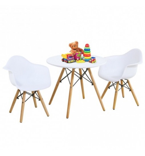 3 Pieces Kid's Modern Round Table Chair Set