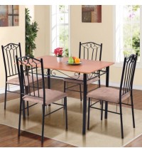 5 Pieces Dining Set Wooden Table and 4 Cushioned Chairs