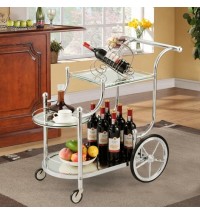 Kitchen Rolling Bar Cart with Tempered Glass Suitable for Restaurant and Hotel