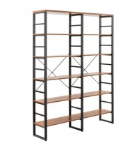 80 Inch Freestanding Industrial Double Wide 6-Shelf Bookcase