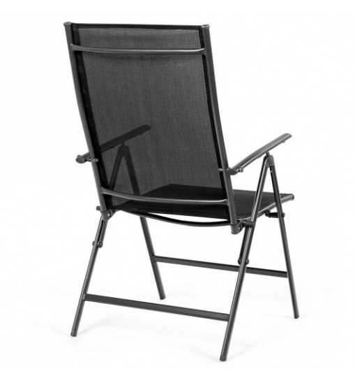 Set of 2 Adjustable Portable Patio Folding Dining Chair Recliners-Black