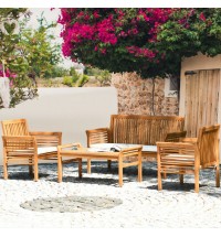 4 Pieces Outdoor Acacia Wood Sofa Furniture Set