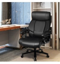 Big & Tall 400lb PU Leather Massage Office Chair-Black