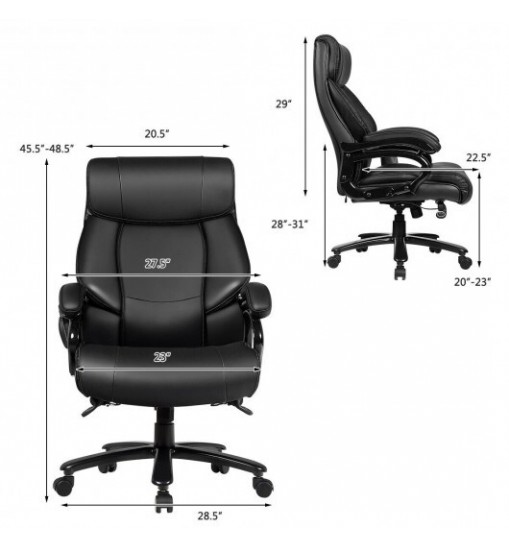 Big & Tall 400lb PU Leather Massage Office Chair-Black