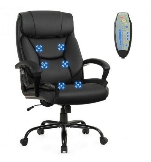 Massage Executive Office Chair with 6 Vibrating Points-Black