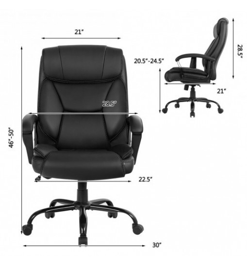 Massage Executive Office Chair with 6 Vibrating Points-Black