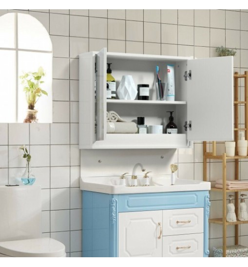 2-Door Wall-Mounted Bathroom Mirrored Medicine Cabinet