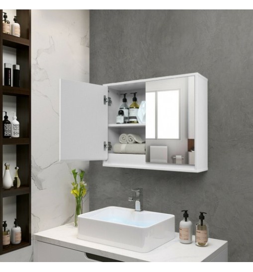 2-Door Wall-Mounted Bathroom Mirrored Medicine Cabinet