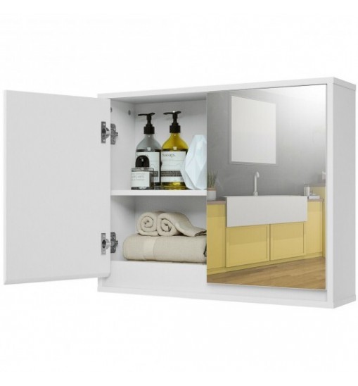 2-Door Wall-Mounted Bathroom Mirrored Medicine Cabinet