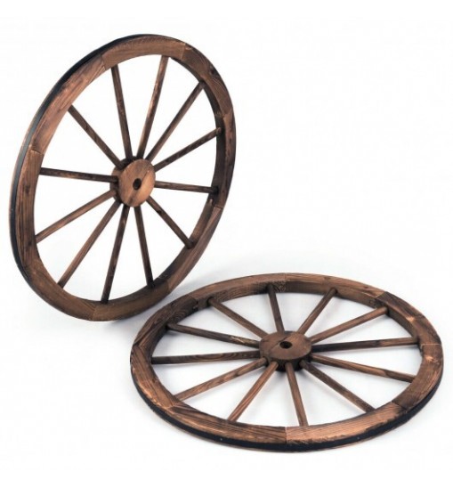 Set of 2 30-inch Decorative Vintage Wood Wagon Wheel