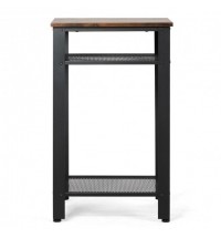 3-Tier Industrial End Table with Metal Mesh Storage Shelves