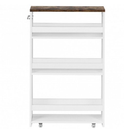 4 Tiers Rolling Slim Storage Kitchen Organizer Cart with Handle-White