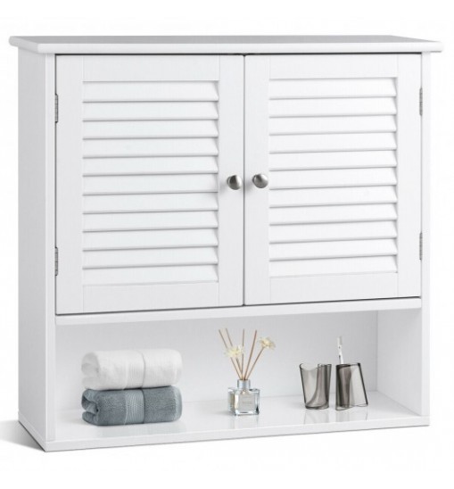 Double Doors Shelves Bathroom Wall Storage Cabinet