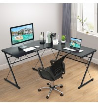 59 Inches L-Shaped Corner Desk Computer Table for Home Office Study Workstation-Black