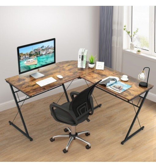 59 Inches L-Shaped Corner Desk Computer Table for Home Office Study Workstation-Black