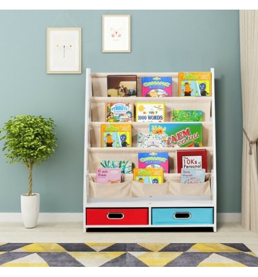 Kids Book and Toys Organizer Shelves-Beige