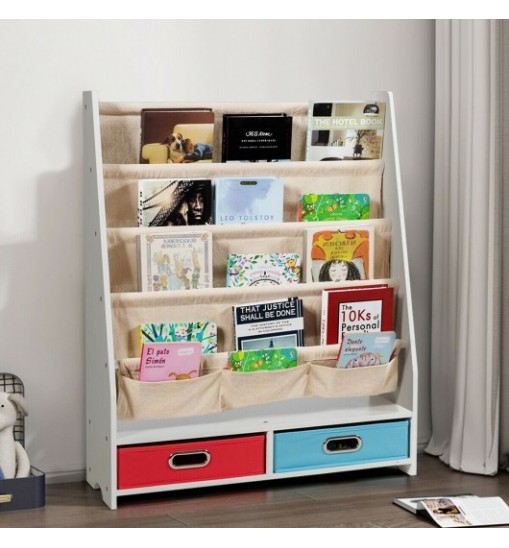 Kids Book and Toys Organizer Shelves-Beige