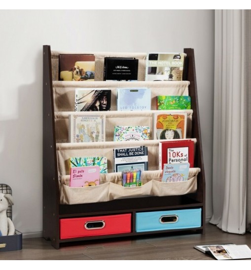 Kids Book and Toys Organizer Shelves-Beige