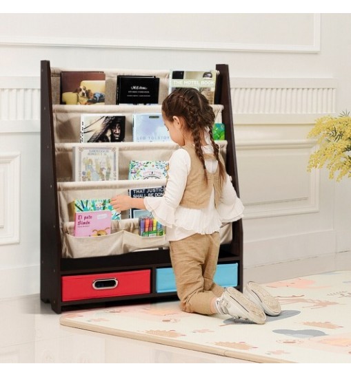 Kids Book and Toys Organizer Shelves-Beige