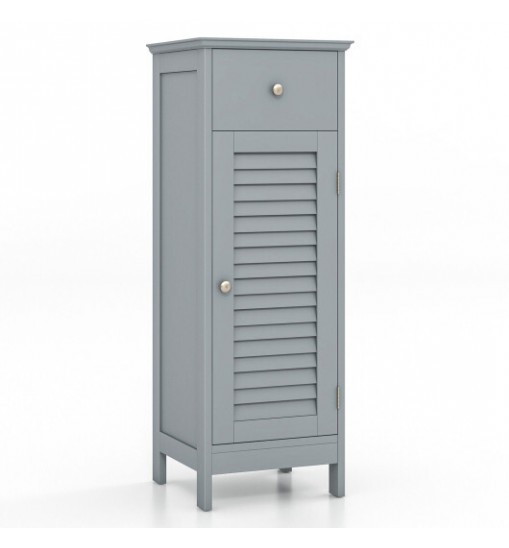 Woodern Bathroom Floor Storage Cabinet with Drawer and Shutter Door-White