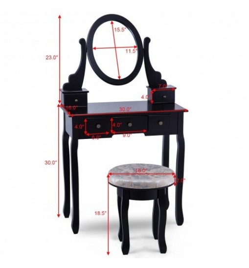 Vanity Makeup Table Set Bedroom Furniture with Padded Stool