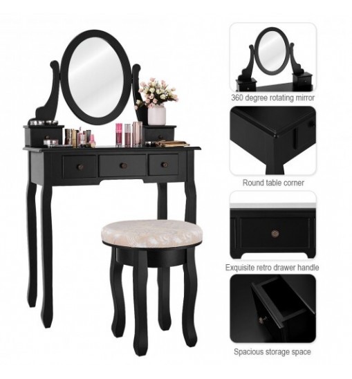 Vanity Makeup Table Set Bedroom Furniture with Padded Stool