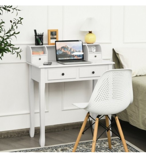 Removable Floating Organizer 2-Tier Mission Home Computer Vanity Desk-white