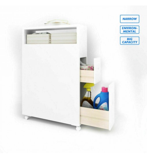 Slim Bathroom Storage Cabinet with 2 Slide Out Drawers