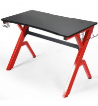 Ergonomic Gaming Desk with Carbon Fiber Surface and R-Shape Steel Frame