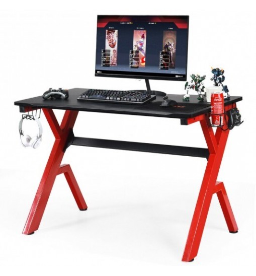 Ergonomic Gaming Desk with Carbon Fiber Surface and R-Shape Steel Frame