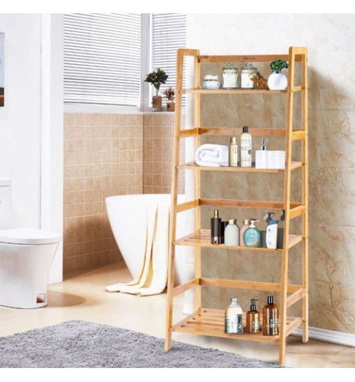 47.5 Inch 4-Tier Multifunctional Bamboo Bookcase Storage Stand Rack