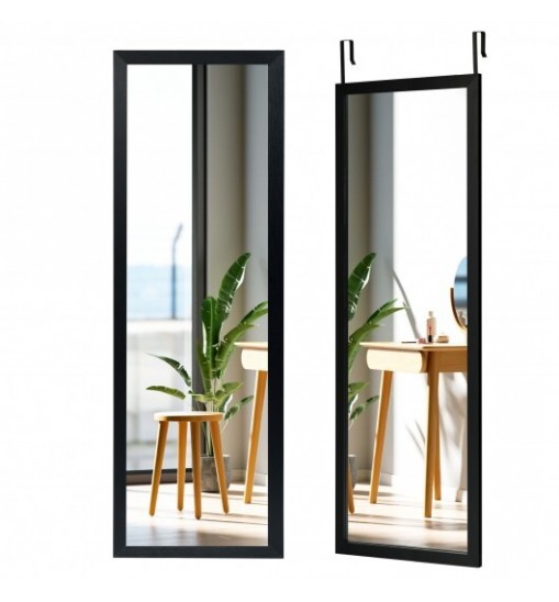 Wood Frame Full Length Hanging Mirror-Golden