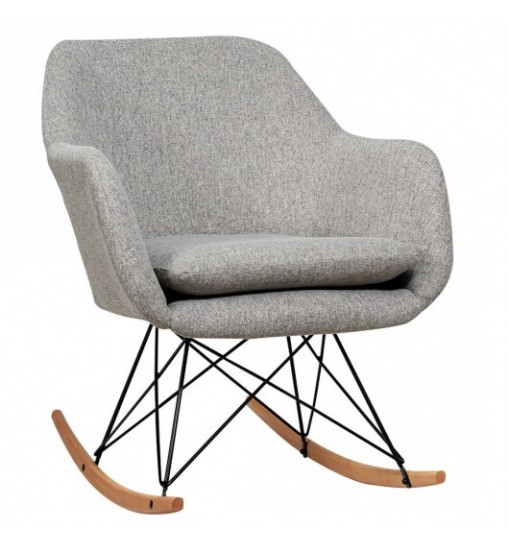 Upholstered Rocking Arm Chair with Solid Steel Wood Leg-Gray