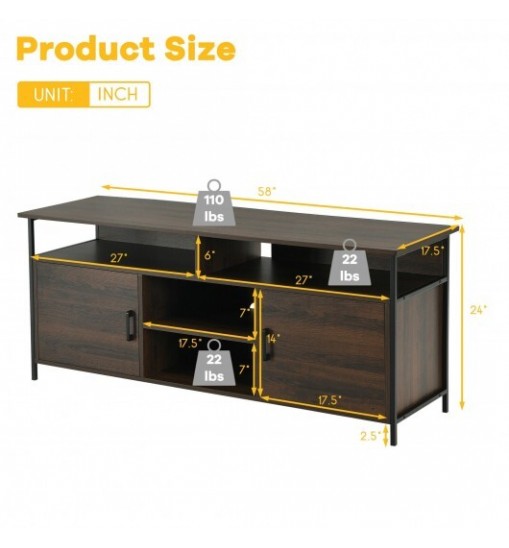 58 Inch Wood TV Stand Entertainment Media Center Console with Storage Cabinet