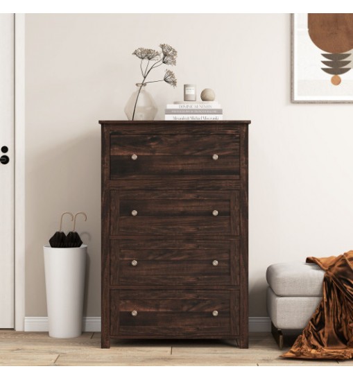 4 Drawer Dresser for Closet Hallway Living Room Nursery-Brown