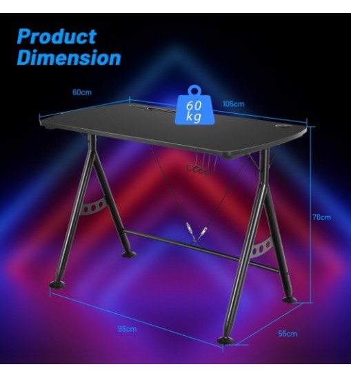 Y-shaped Gaming Desk with Phone Slot and Cup Holder