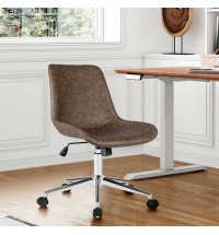 Leather Armless Adjustable Mid-Back Office Chair