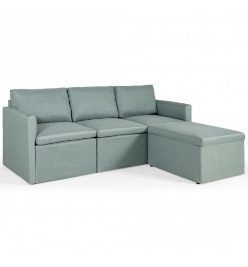 Convertible L-Shaped Sectional Sofa Couch with Reversible Chaise-Green