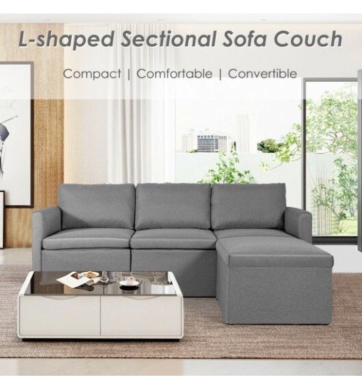 Convertible L-Shaped Sectional Sofa Couch with Reversible Chaise-Green