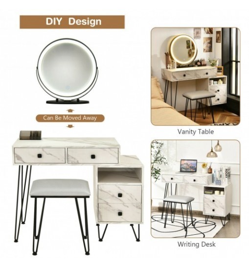 Modern Dressing Table with Storage Cabinet-White