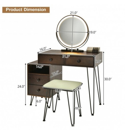 Modern Dressing Table with Storage Cabinet-White