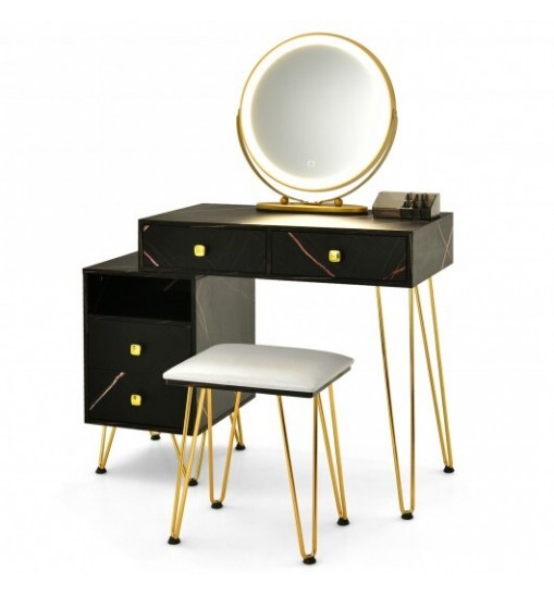 Modern Dressing Table with Storage Cabinet-White