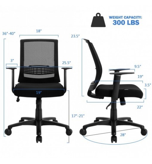 Adjustable Mid Back Mesh Office Chair with Lumbar Support