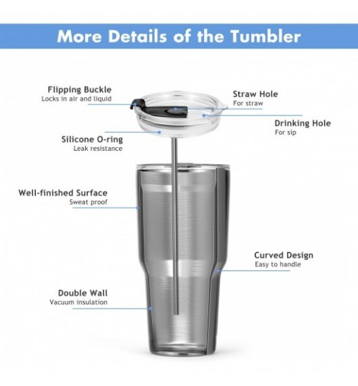 30oz Stainless Steel Tumbler Cup Double Wall Vacuum Insulated Mug with Lid