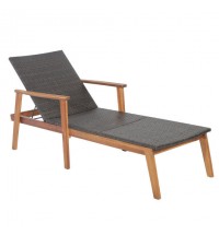 Patio Rattan Lounge Chair with 4-Position Adjustable Backrest