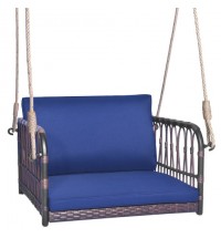 Single Person Hanging Seat with Seat and Back Cushions-Navy