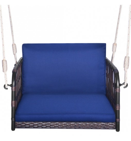 Single Person Hanging Seat with Seat and Back Cushions-Navy