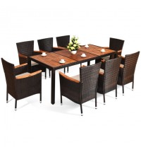 9 Piece Outdoor Dining Set with Umbrella Hole