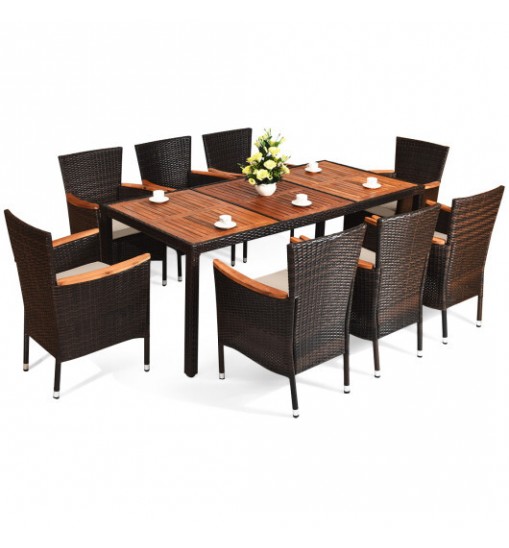 9 Piece Outdoor Dining Set with Umbrella Hole